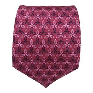 LANVIN Red Floral Tie  FRANCE 60"/ 3.6" EC